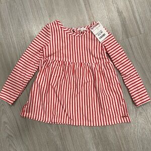 Tahari Kids Red and White Long Sleeve Casual Dress